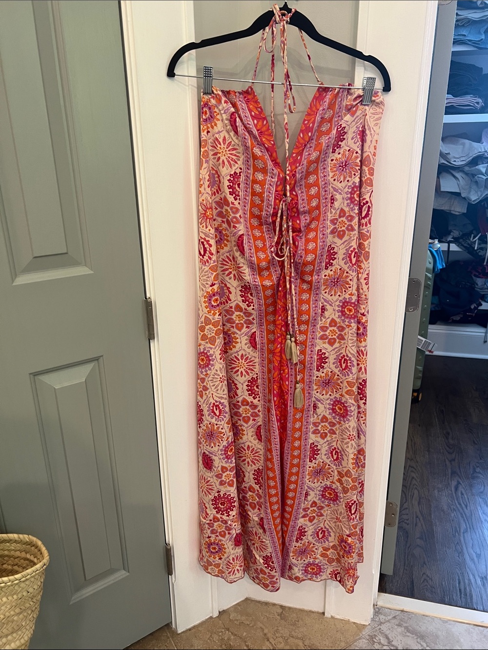 Women’s Pink Orange Floral Maxi dress or swim cover